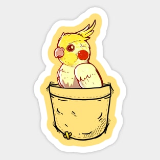 Pocket Cute Yellow Cockatiel Bird Sticker